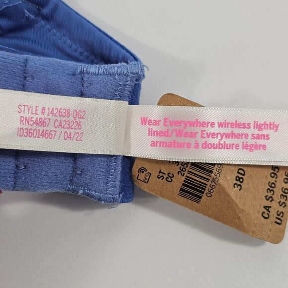 Victoria's Secret PINK Wear Everywhere Wireless Lightly Lined Bra 38D Blue NWT - Picture 5 of 6